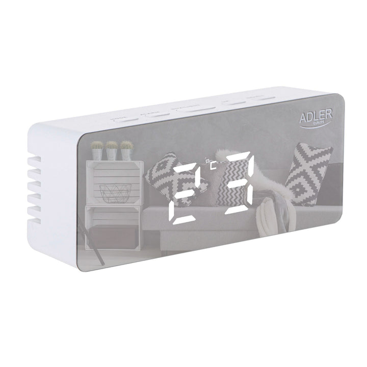 Réveil avec écran LED et thermomètre Adler AD 1189 W + 3 piles alcalines AAA Varta Industrial