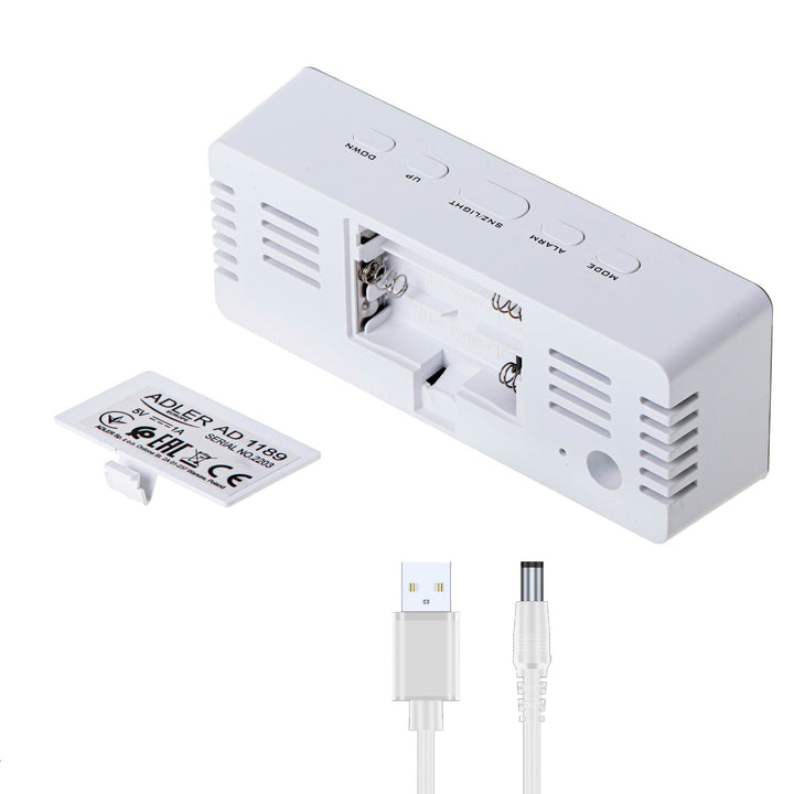 Réveil avec écran LED et thermomètre Adler AD 1189 W + 3 piles alcalines AAA Varta Industrial