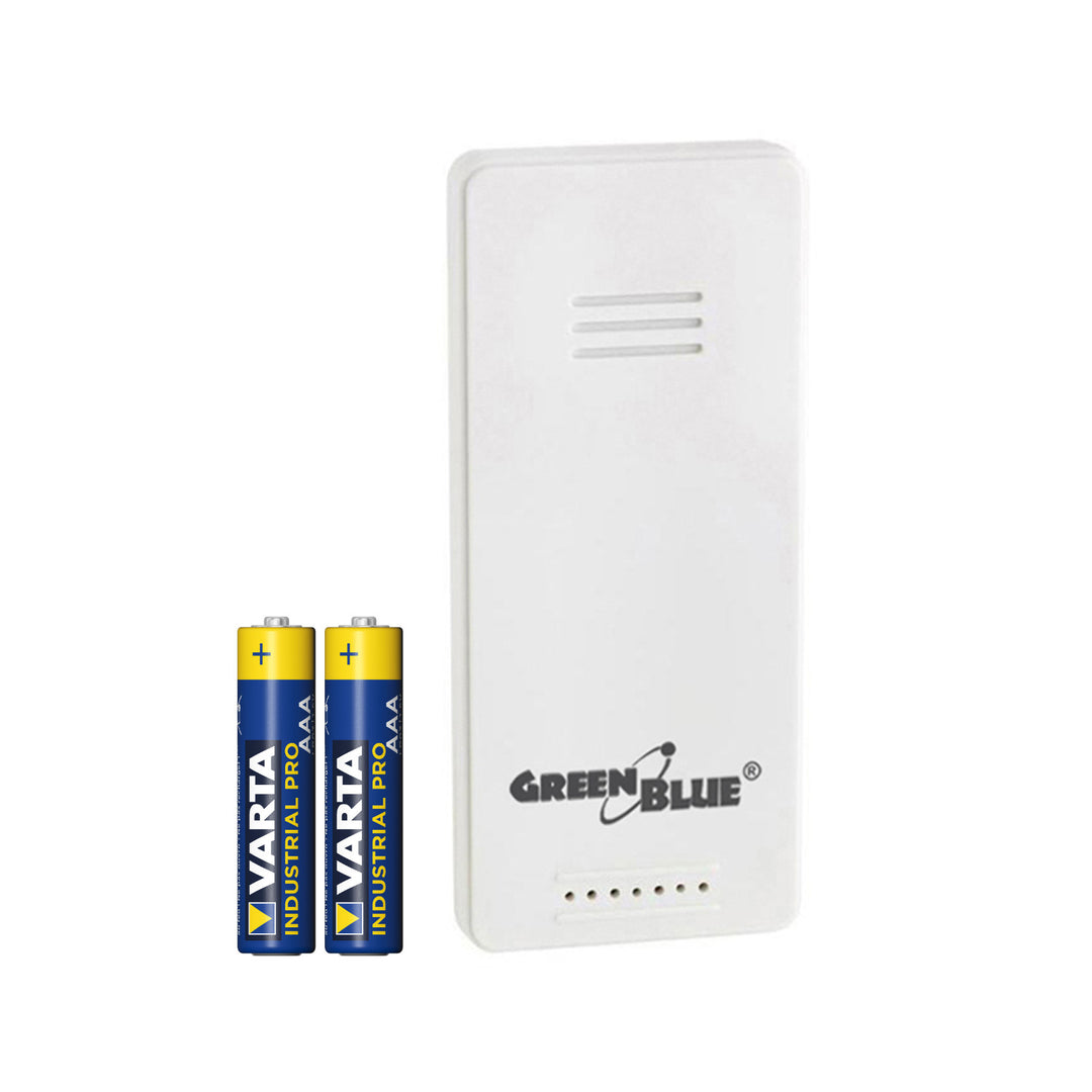 Capteur extérieur pour station météo GreenBlue, compatible avec les modèles GB521, GB542 et GB218, modèle GB692 + 2 piles alcalines AAA Varta Industrial