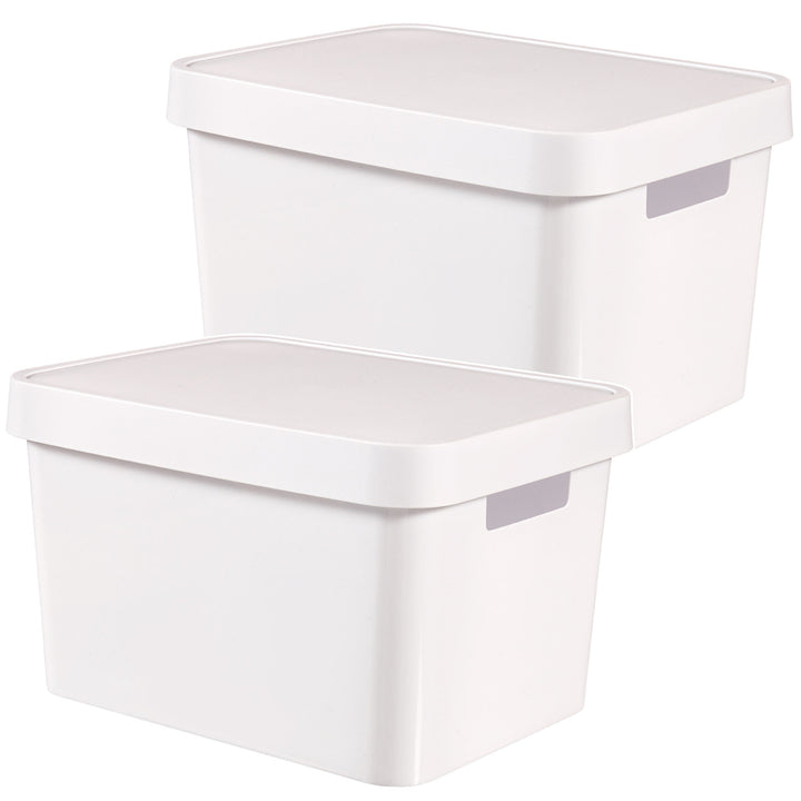 Boîte avec couvercle Curver Infinity 17 L, blanche, lot de 2