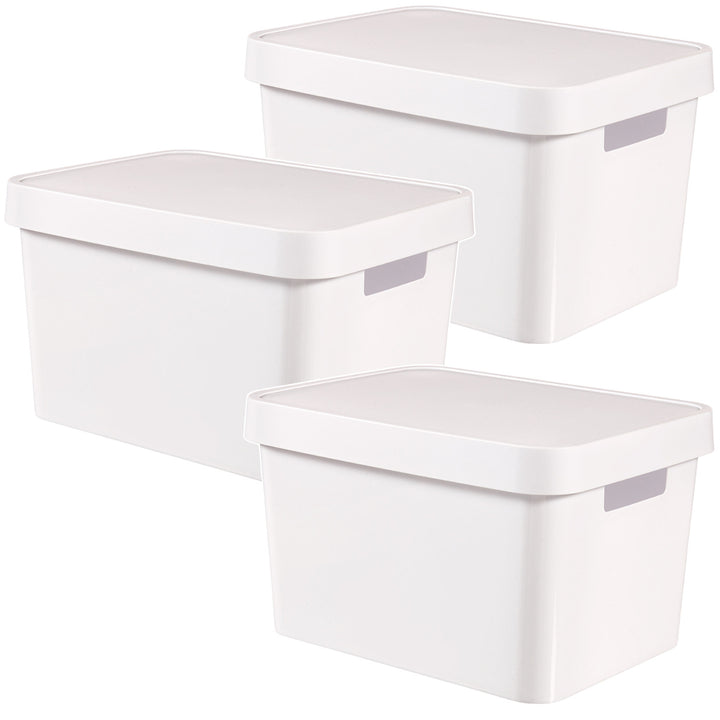 Boîte avec couvercle Curver Infinity 17 L, blanche, lot de 3