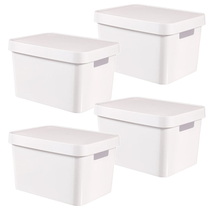 Boîte avec couvercle Curver Infinity 17 L, blanche, lot de 4