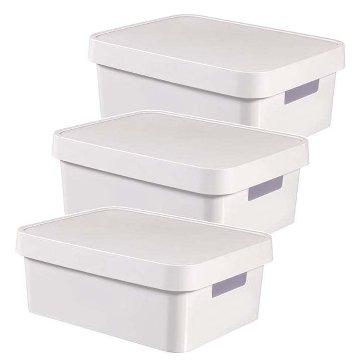 Boîte avec couvercle Curver Infinity 11 L, blanche, lot de 3