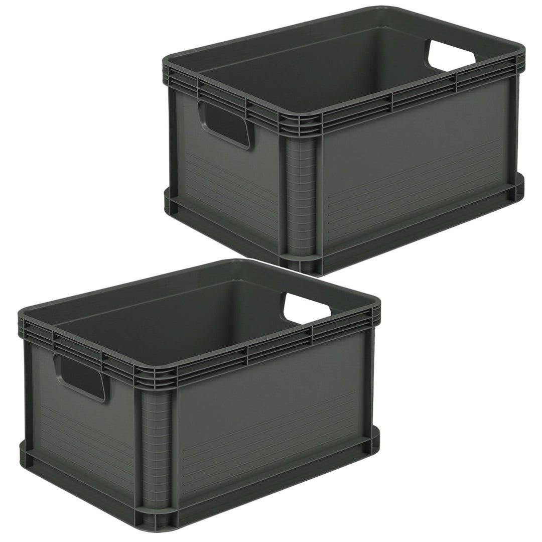 Bac Robert Keeeper, empilable, adapté au contact alimentaire, en plastique robuste et résistant, dimensions 40 x 30 x 22 cm, capacité 20 L, lot de 2 pièces
