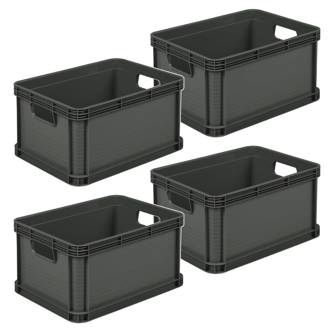 Boîte Robert Keeeper, empilable, adaptée au contact alimentaire, en plastique robuste et résistant, dimensions 40 x 30 x 22 cm, capacité 20 L, lot de 4 pièces