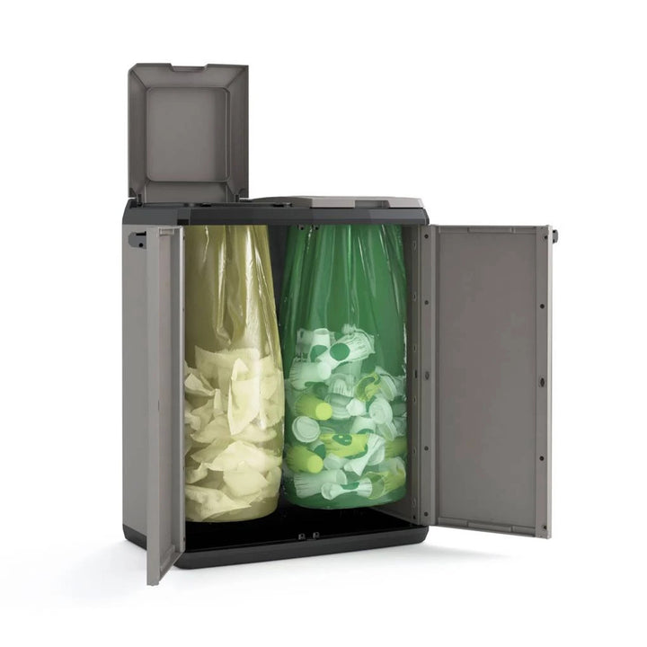 Armoire de tri des déchets Keter, capacité 2 × 110 L, couvercle à ouverture manuelle, utilisable à l'extérieur, 241065, 2 pièces