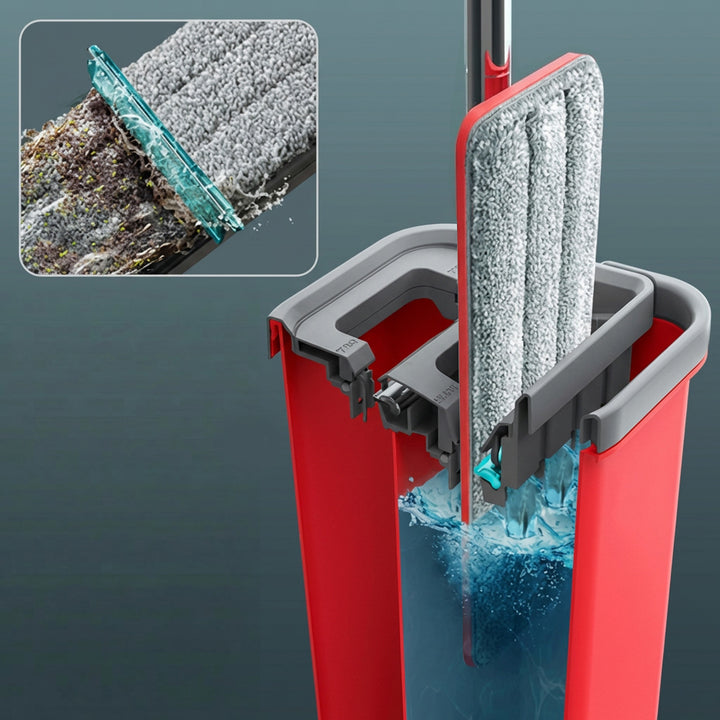 Balai à franges plat avec seau et essoreuse GreenBlue, deux recharges en microfibre HQ, capacité de 5,7 L, MaxiClean GB870 + chiffon Vileda Actifibre Pro