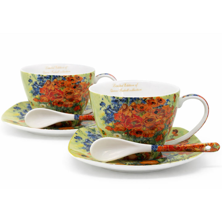 Tasses en porcelaine Van Gogh « Coquelicots » 2 x 250 ml, lot de 2 pièces, Queen Isabell
