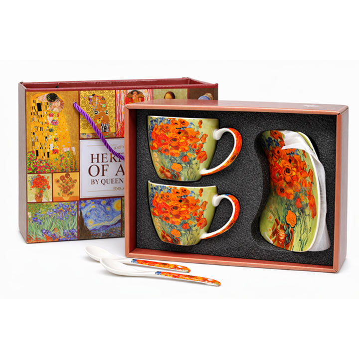 Tasses en porcelaine Van Gogh « Coquelicots » 2 x 250 ml, lot de 2 pièces, Queen Isabell