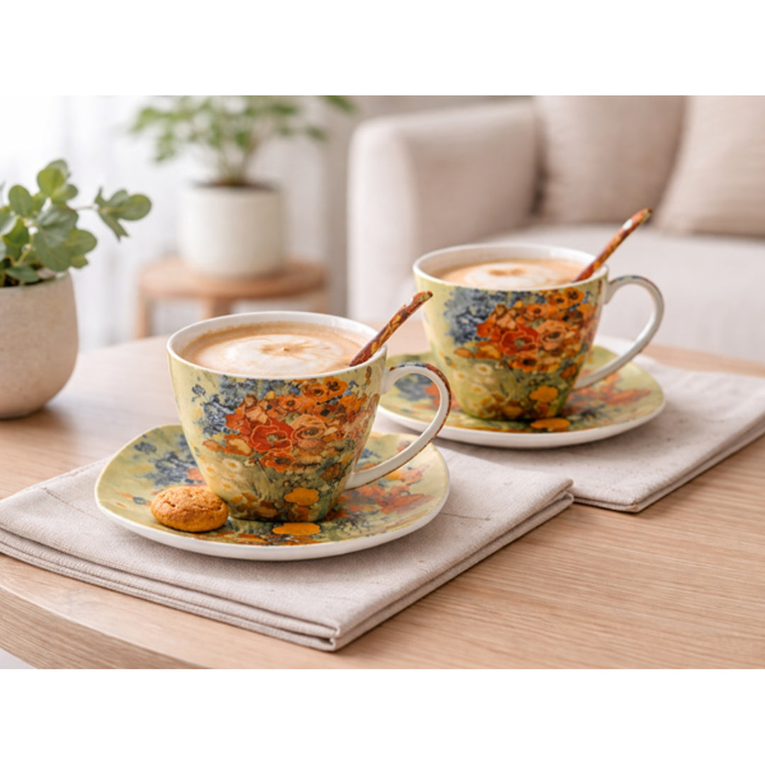 Tasses en porcelaine Van Gogh « Coquelicots » 2 x 250 ml, lot de 2 pièces, Queen Isabell
