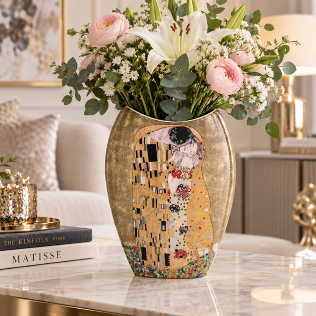 Vase en porcelaine dans un coffret cadeau, collection Klimt « Le Baiser »