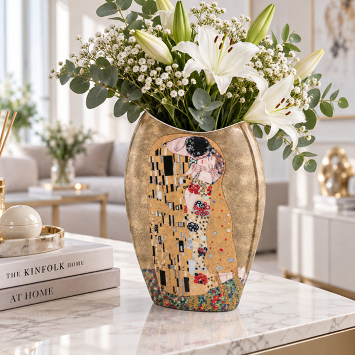 Vase en porcelaine dans un coffret cadeau, collection Klimt « Le Baiser »