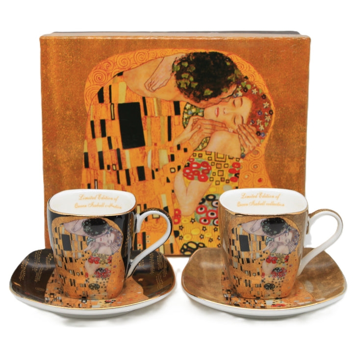 Tasses à espresso en porcelaine « Klimt – Le Baiser », 2 x 100 ml, Queen Isabell