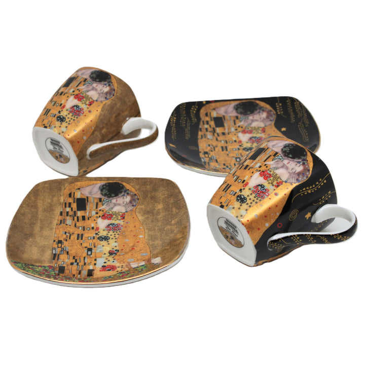 Tasses à espresso en porcelaine « Klimt – Le Baiser », 2 x 100 ml, Queen Isabell