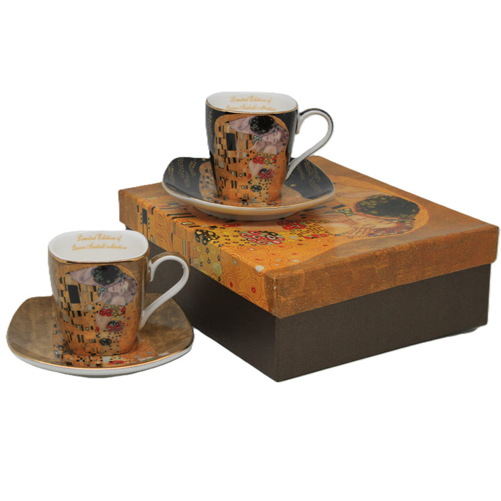 Tasses à espresso en porcelaine « Klimt – Le Baiser », 2 x 100 ml, Queen Isabell