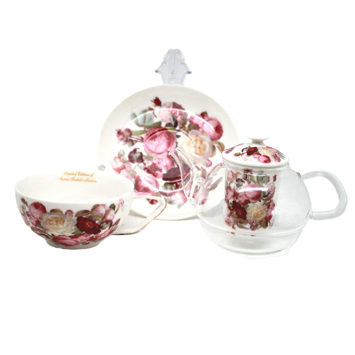 Service à thé « Roses », tasse et théière (tea for one) Queen Isabell