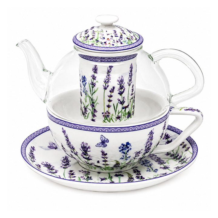 Service à thé « Lavande », tasse et théière (tea for one) Queen Isabell