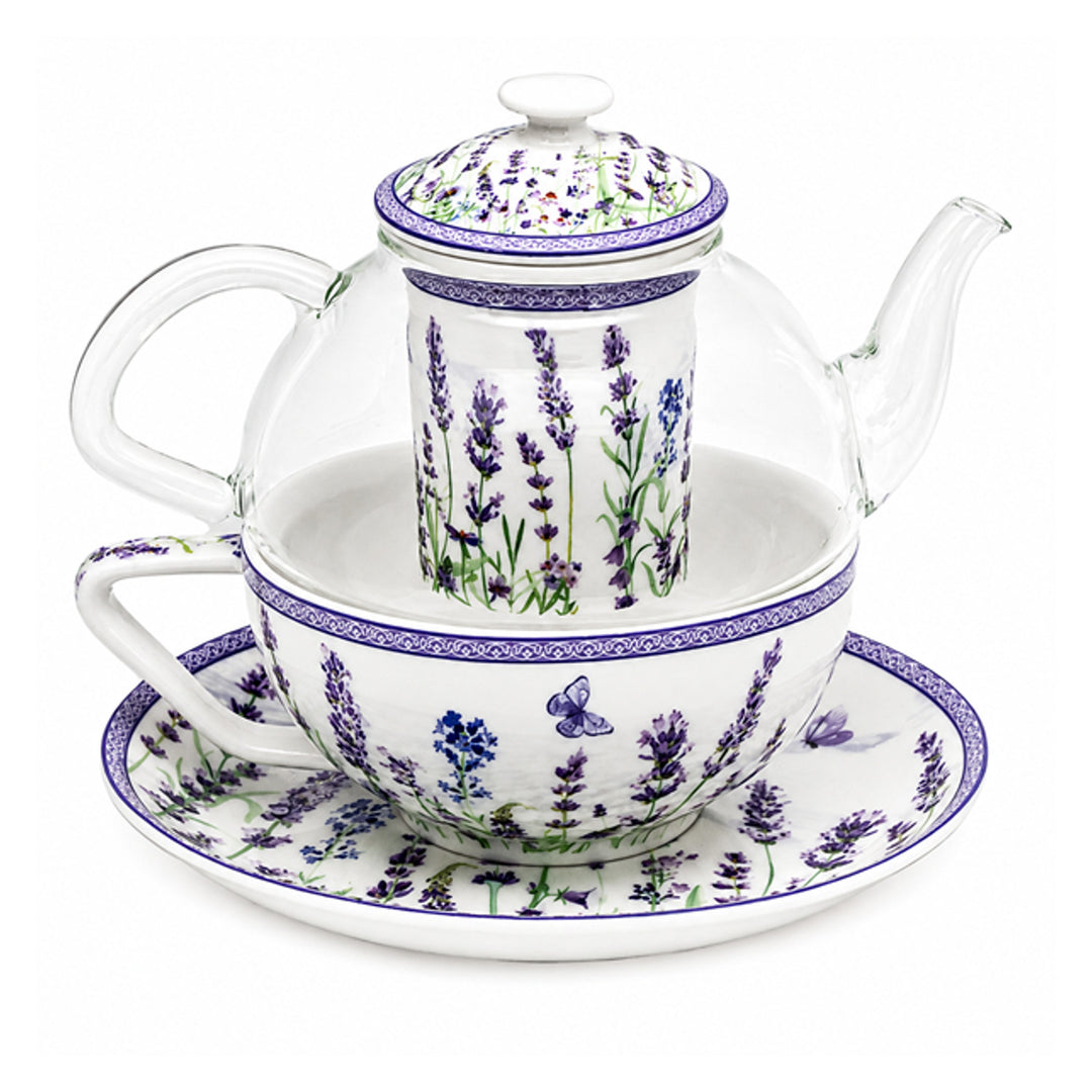 Service à thé « Lavande », tasse et théière (tea for one) Queen Isabell