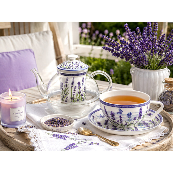 Service à thé « Lavande », tasse et théière (tea for one) Queen Isabell