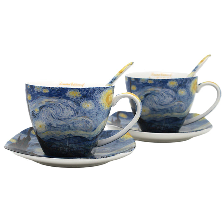Tasses en porcelaine Van Gogh « Nuit étoilée » 2 x 250 ml, lot de 2 pièces, Queen Isabell
