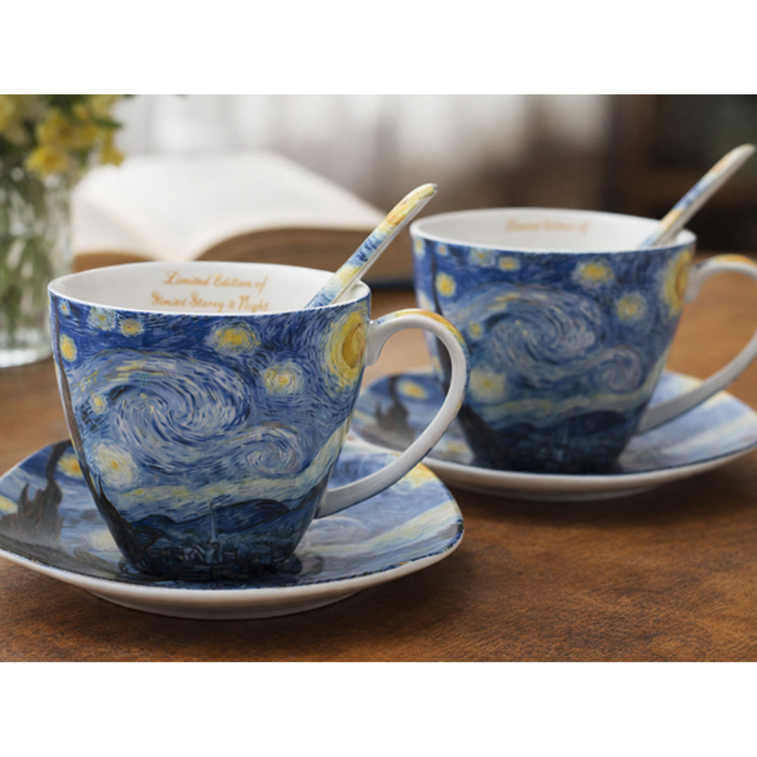 Tasses en porcelaine Van Gogh « Nuit étoilée » 2 x 250 ml, lot de 2 pièces, Queen Isabell