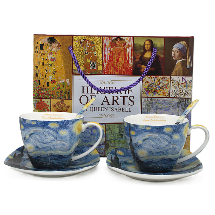 Tasses en porcelaine Van Gogh « Nuit étoilée » 2 x 250 ml, lot de 2 pièces, Queen Isabell