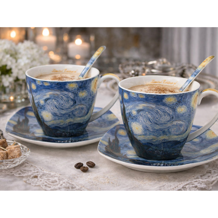 Tasses en porcelaine Van Gogh « Nuit étoilée » 2 x 250 ml, lot, Queen Isabell