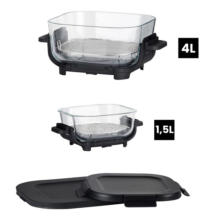 Friteuse sans huile LOVIO PureFry Ultra Crisp LVAF003BK 4 L + 1,5 L, 1 550 W, noire, avec cuves en verre