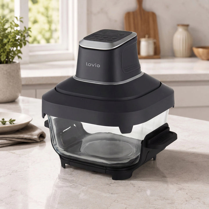 Friteuse sans huile LOVIO PureFry Ultra Crisp LVAF003BK 4 L + 1,5 L, 1 550 W, noire, avec cuves en verre