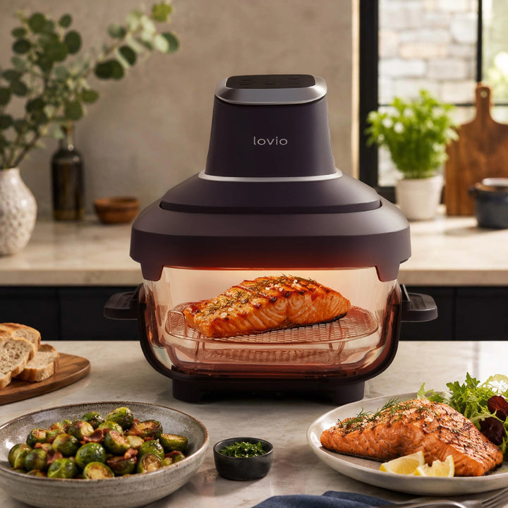 Friteuse sans huile LOVIO PureFry Ultra Crisp LVAF003BK 4 L + 1,5 L, 1 550 W, noire, avec cuves en verre