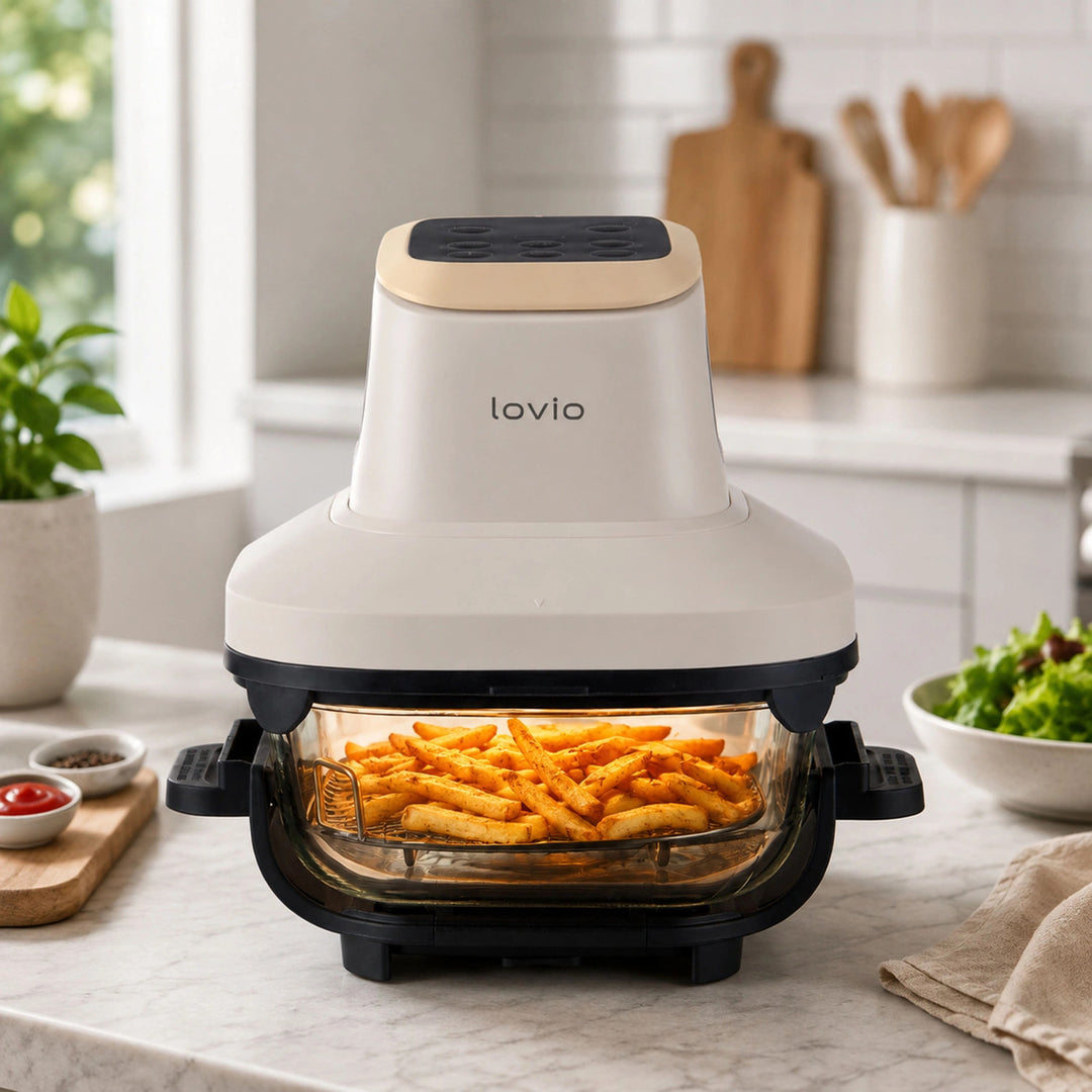 Friteuse sans huile LOVIO PureFry Ultra Crisp LVAF003BE 4 L + 1,5 L, 1 550 W, beige, cuves en verre