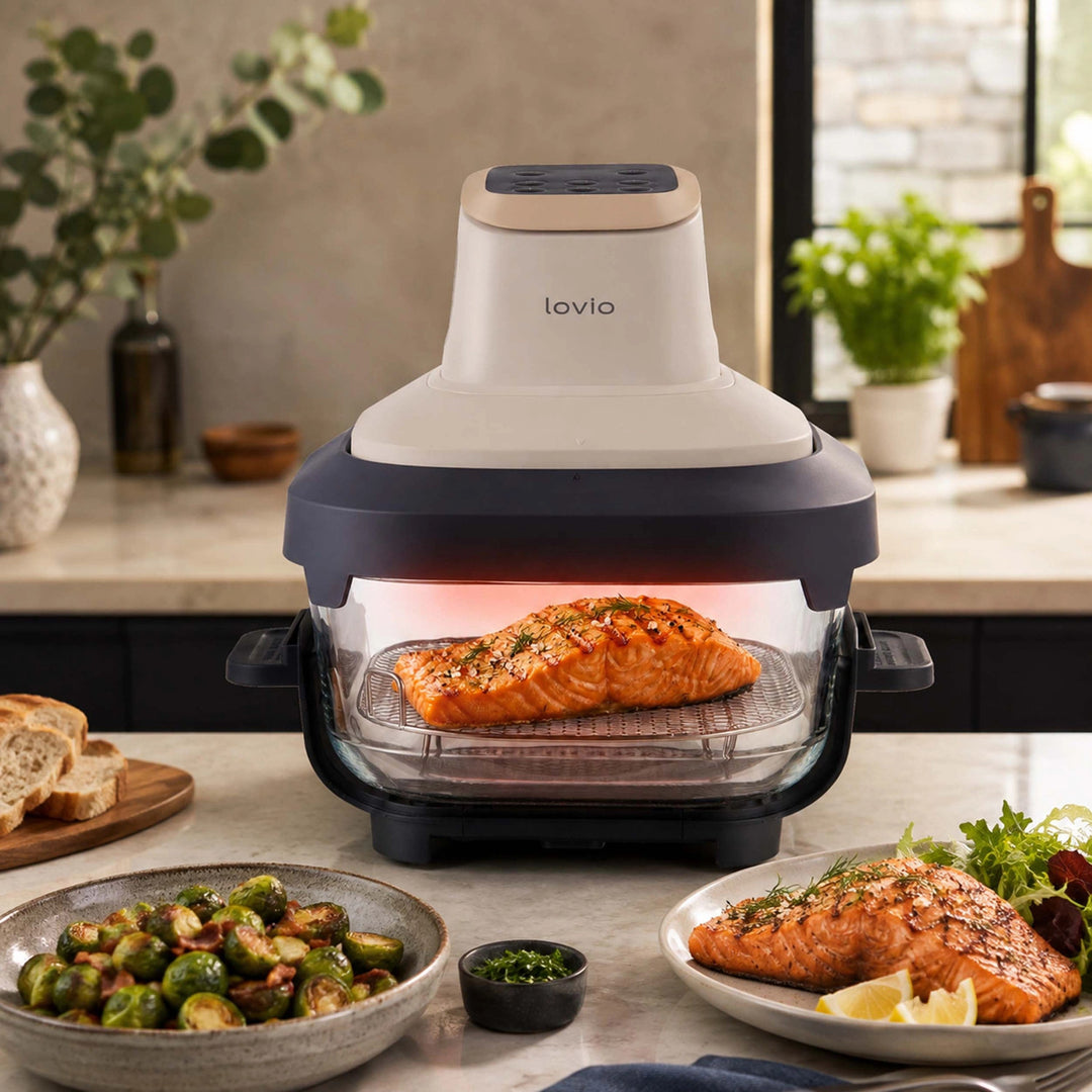 Friteuse sans huile LOVIO PureFry Ultra Crisp LVAF003BE 4 L + 1,5 L, 1 550 W, beige, cuves en verre