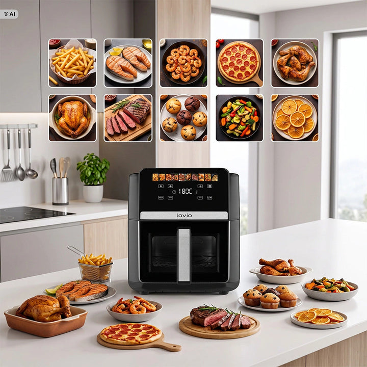Friteuse sans huile LOVIO DualHeat XXL Ceramic LVAF004BK 9 L 2 000 W, noire