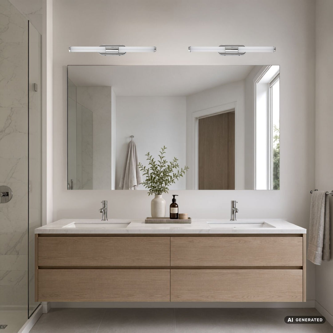 Applique d'intérieur Tenebra, LED 6 W, 730 lm, 4 000 K, L 40 cm, IP44, chrome, 75094