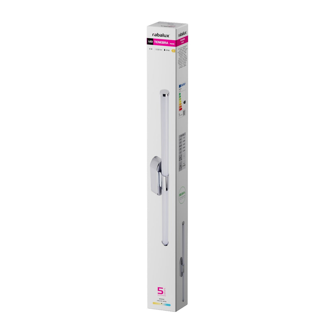 Applique d'intérieur Tenebra, LED 8 W, 1 000 lm, 4 000 K, L 60 cm, IP44, chrome, 75095