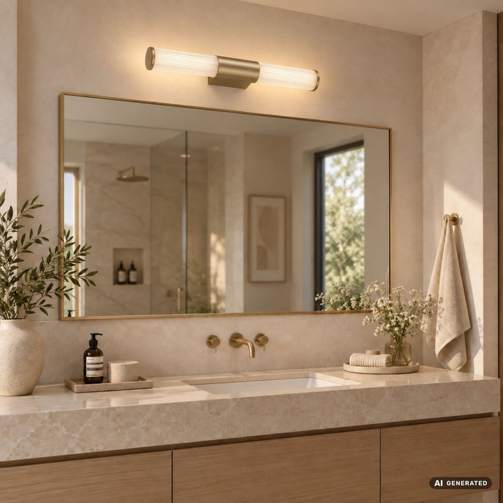 Applique de salle de bains, Calyn, LED 8 W, 4 000 K, 620 lm, L 40 cm, dorée, IP44, 75104