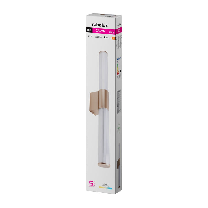 Applique de salle de bains, Calyn, LED 15 W, 4 000 K, 1 450 lm, L 60 cm, dorée, IP44, 75105