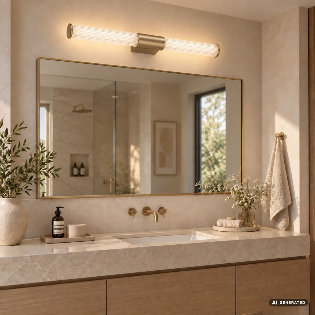Applique de salle de bains, Calyn, LED 15 W, 4 000 K, 1 450 lm, L 60 cm, dorée, IP44, 75105