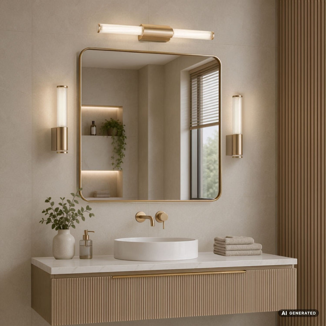 Applique de salle de bains, Calyn, LED 15 W, 4 000 K, 1 450 lm, L 60 cm, dorée, IP44, 75105