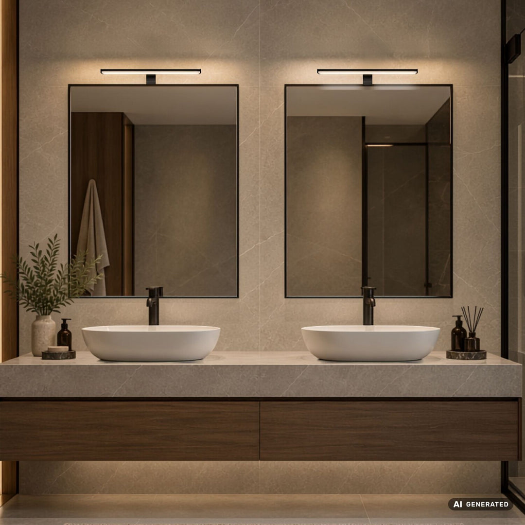 Applique de salle de bains, Seyra, LED 8 W, 4 000 K, 650 lm, L 40 cm, noir, IP44, 75112