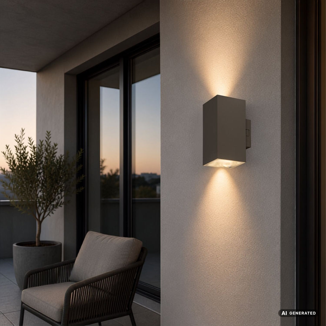 Applique d'extérieur, Urfa, LED 18 W, 1 800 lm, température de couleur 2 700, 4 000, 6 500 K, H 16 cm, IP65, gris-beige, 77215