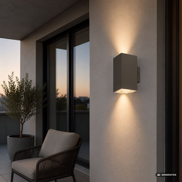 Applique d'extérieur, Urfa, LED 18 W, 1 800 lm, température de couleur 2 700, 4 000, 6 500 K, H 16 cm, IP65, gris-beige, 77215