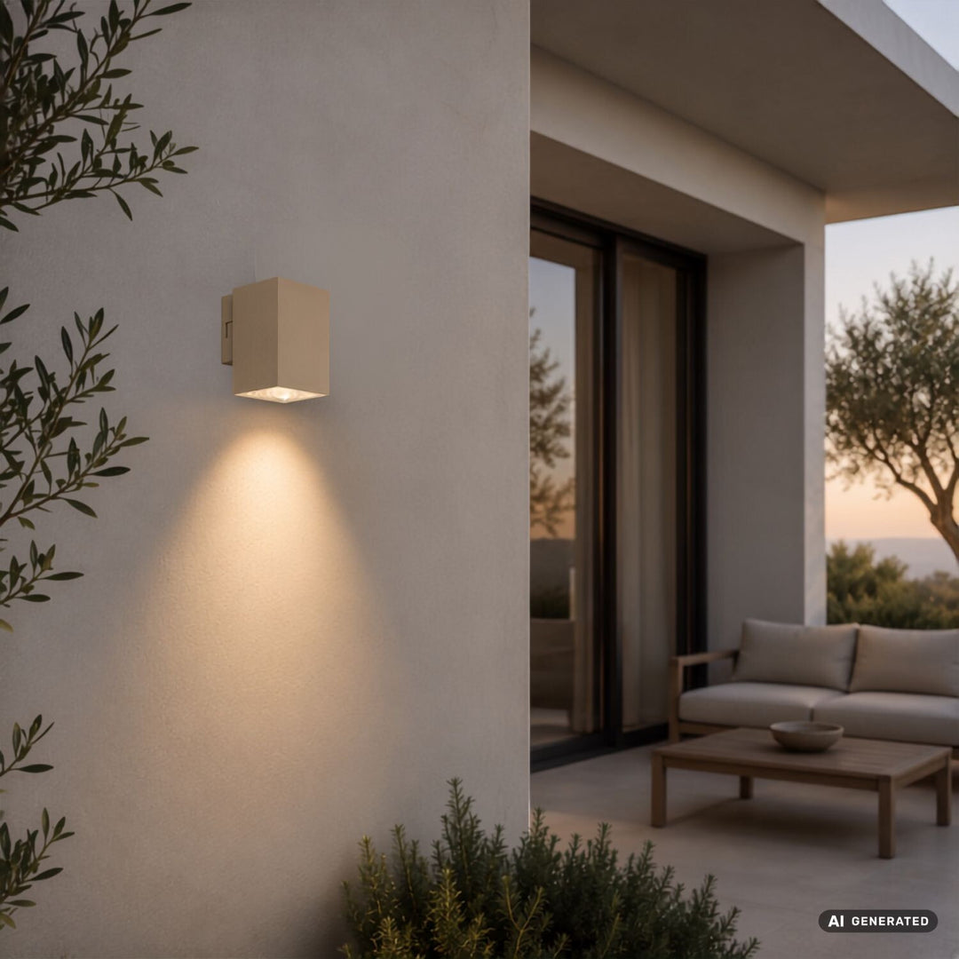 Applique d'extérieur, Urfa, LED 9 W, 900 lm, température de couleur 2 700, 4 000, 6 500 K, H 11,5 cm, IP65, gris-beige, 77216
