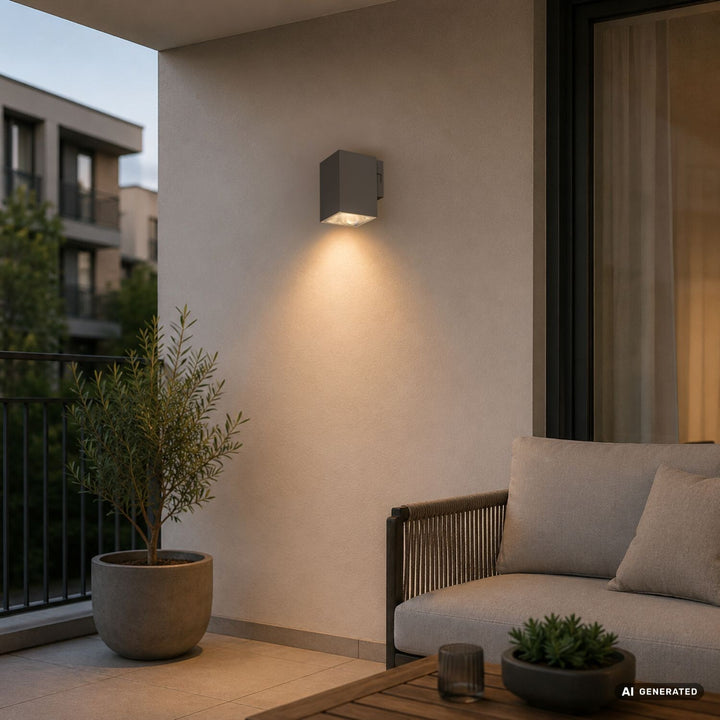 Applique d'extérieur, Urfa, LED 9 W, 900 lm, température de couleur 2 700, 4 000, 6 500 K, H 11,5 cm, IP65, gris-beige, 77216