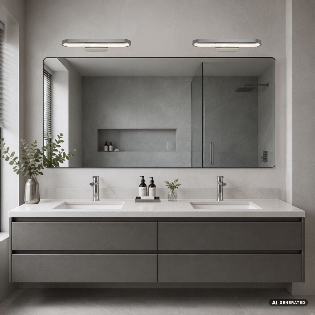Applique de salle de bains, Odran, LED 15 W, 1 200 lm, 4 000 K, L 40 cm, gris métallisé, IP44, 75114