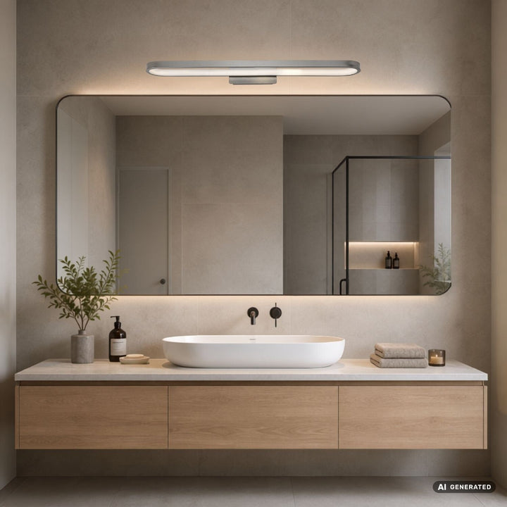Applique de salle de bains, Odran, LED 18 W, 1 350 lm, 4 000 K, L 60 cm, gris métallisé, IP44, 75115