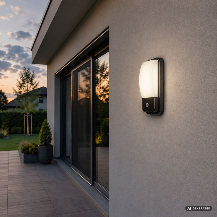 Applique d'extérieur, Matzen, LED 20 W, 1 860 lm, 4 000 K, H 30 cm, IP65, noire, avec détecteur PIR, 77233