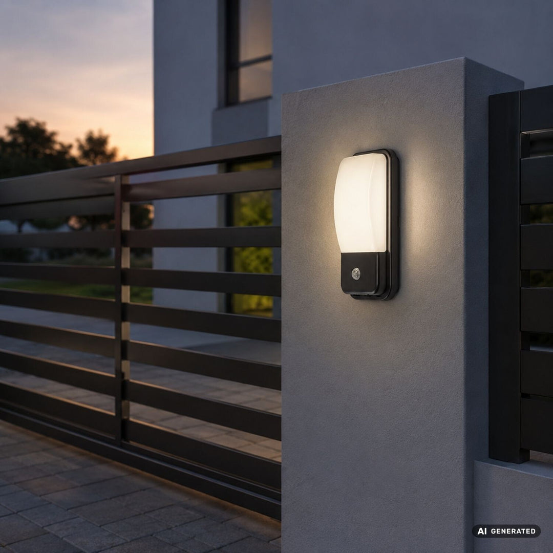 Applique d'extérieur, Matzen, LED 20 W, 1 860 lm, 4 000 K, H 30 cm, IP65, noire, avec détecteur PIR, 77233