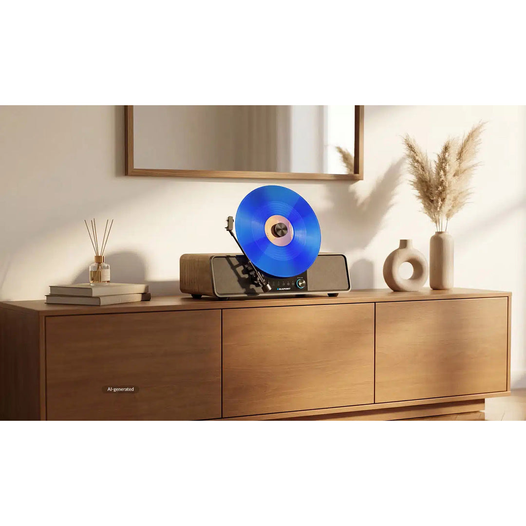 Platine vinyle automatique Blaupunkt, à montage vertical, BT, USB, cellule Audio-Technica, compatible avec les disques 7" et 12", Varsovia VT200BT