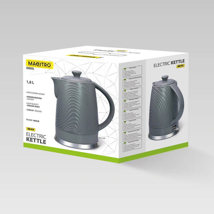 Bouilloire électrique Maestro, capacité 1,8 L, puissance 1 800 W, fonction de maintien de la température, filtre Anti-Calc, MR-078